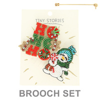 2 PACK CHRISTMAS THEME ASSORTED BROOCH PIN SET