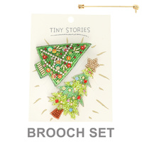 2 PACK ASSORTED CHRISTMAS TREE BROOCH PIN SET