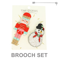 2PC CHRISTMAS THEME ASSORTED BROOCH PIN SET