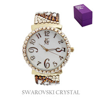 SWAROVSKI CRYSTAL RND FACE BANGLE WATCH