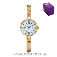 THIN ELEGANT SWAROVSKI CRYSTAL RND FACE WATCH