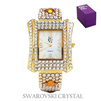 RECTANGLE FACE SWAROVSKI CRYSTAL BANGLE WATCH