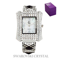 RECTANGLE FACE SWAROVSKI CRYSTAL BANGLE WATCH